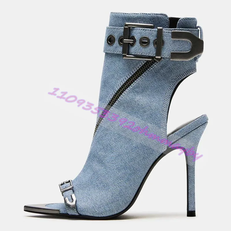 Leather Classic Strap - Stivali Estivi in Denim Blu a
