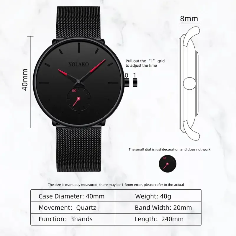 YOLAKO Orologio da uomo minima - Stainless Mesh Band recensione e prezzo